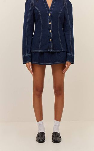 Mini-jupe Plissée En Denim Fluide | Taille 42 - PrettyLittleThing - Modalova