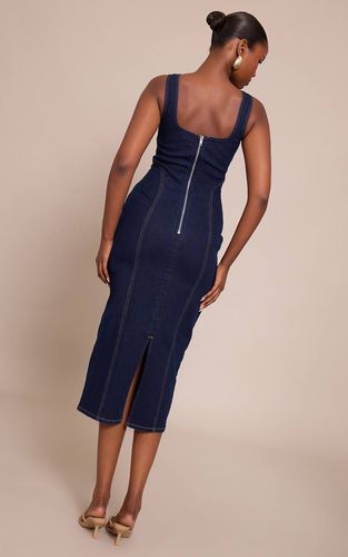 Robe Maxi En Denim Ajustée Avec Détails De Coutures | Taille 32 - PrettyLittleThing - Modalova