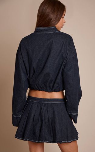 Veste Bomber En Denim Courte À Ourlet Bouffant | Taille 42 - PrettyLittleThing - Modalova