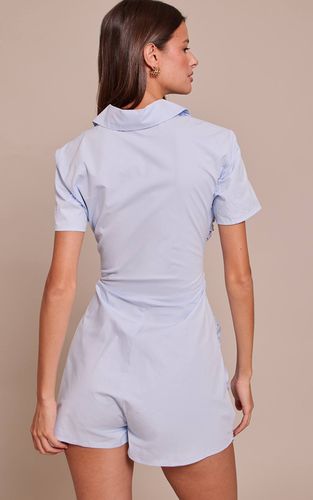 Baby Blue Combi-short Boutonnée En Popeline De Coton | Taille 42 - PrettyLittleThing - Modalova