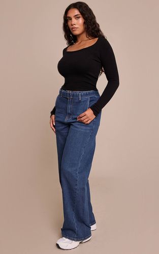 Jean Large Taille Haute Ceinturé En Denim Stretch Shape | Taille 36 - PrettyLittleThing - Modalova