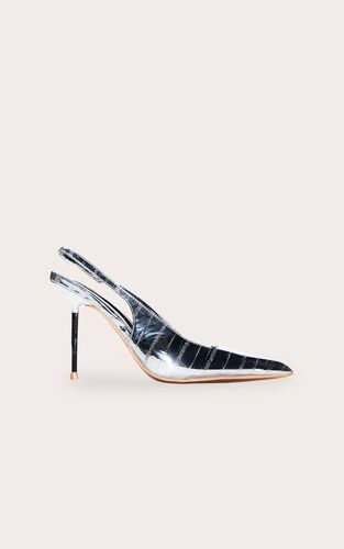 Silver Escarpin À Bride Arrière Avec Talon Effet Froissé | Taille 36 - PrettyLittleThing - Modalova