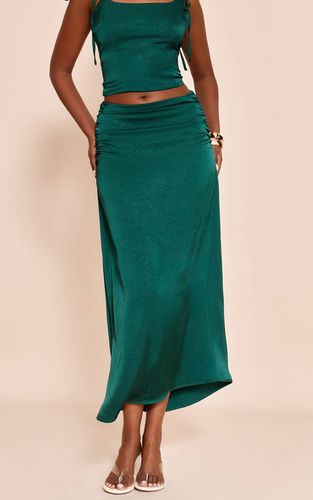 Dark Teal Jupe Mi-longue Satinée Froncée À Queue De Poisson Coordonnée | Taille 36 - PrettyLittleThing - Modalova