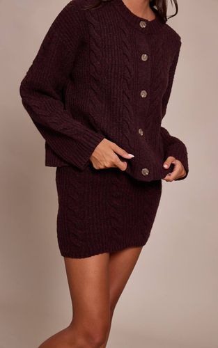 Chocolate Plum Mini-jupe En Maille Torsadée | Taille XS - PrettyLittleThing - Modalova