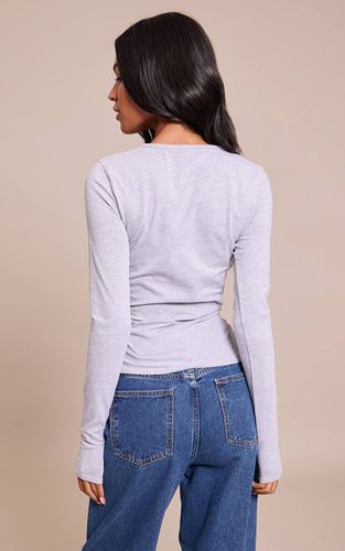 Grey Marl Haut À Manches Longues En Coton Col Rond Tall | Taille 42 - PrettyLittleThing - Modalova