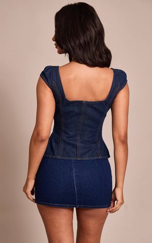 Haut En Denim Cintré À Bretelles Petite | Taille 42 - PrettyLittleThing - Modalova