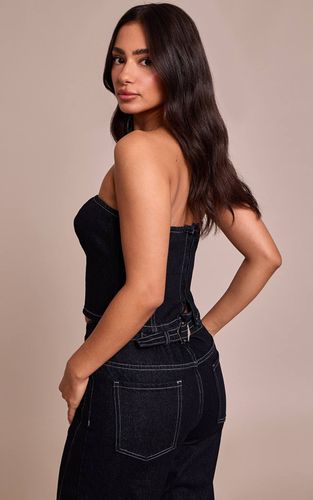 Top Bandeau En Denim Avec Détails De Coutures Petite | Taille 42 - PrettyLittleThing - Modalova
