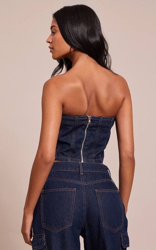 Haut Corset Bandeau En Denim Tall | Taille 42 - PrettyLittleThing - Modalova