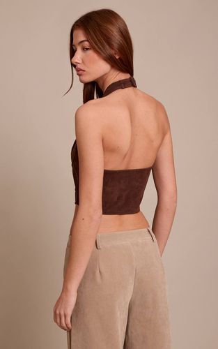 Dark Chocolate Top Col Licou Plongeant À Lacets En Synthétique | Taille 32 - PrettyLittleThing - Modalova