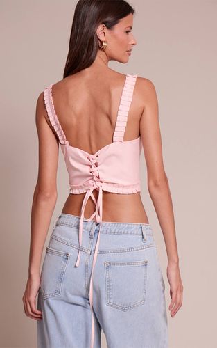 Pale Pink Top Corset Boutonné En Tissu Tissé | Taille 42 - PrettyLittleThing - Modalova