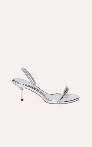 Silver Sandale À Talon Bout Rond Avec Bride Arrière À Boucle | Taille 38 - PrettyLittleThing - Modalova