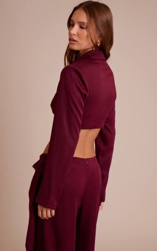 Dark Wine Blazer Court À Manches Longues Avec Détail Torsadé Coordonné | Taille 42 - PrettyLittleThing - Modalova