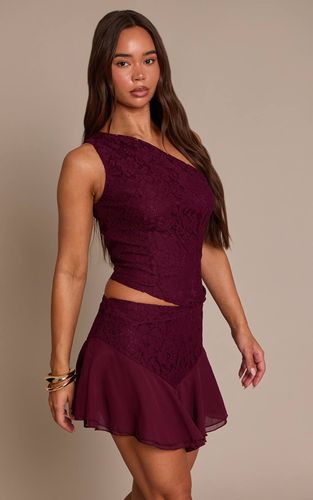 Dark Wine Ensemble Jupe Mini À Dentelle Et Volants | Taille 42 - PrettyLittleThing - Modalova
