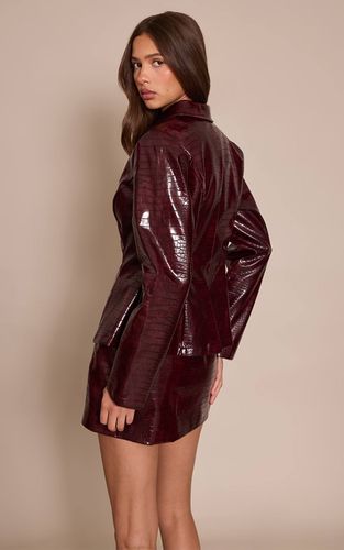 Dark Wine Blazer En Synthétiquecuir Effet Croco | Taille 44 - PrettyLittleThing - Modalova