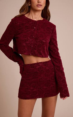 Dark Wine Ensemble Jupe Mini Taille Mi-haute En Dentelle | Taille 44 - PrettyLittleThing - Modalova