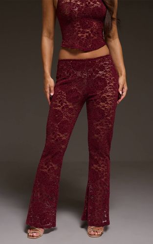 Dark Wine Ensemble Coordonné Dentelle Taille Mi-haute Évasé Skinny | Taille 42 - PrettyLittleThing - Modalova