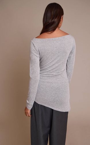 Grey Marl Haut À Manches Longues Avec Détail D'ourlet Asymétrique | Taille 32 - PrettyLittleThing - Modalova