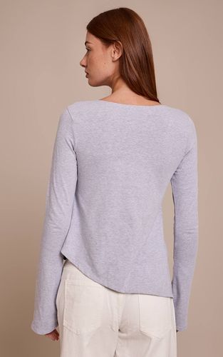 Grey Marl Haut En Coton À Manches Longues Évasées Et Ourlet Asymétrique | Taille 32 - PrettyLittleThing - Modalova