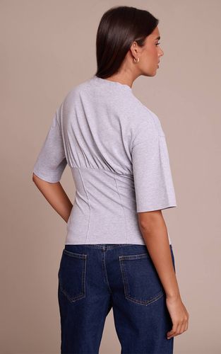 Grey Marl T-shirt Ajusté En Coton Avec Détail Froncé À La Poitrine | Taille 32 - PrettyLittleThing - Modalova