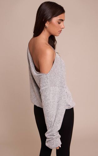 Grey Marl Haut À Manches Longues En Maille Douce Asymétrique Oversize Décontracté | Taille 32 - PrettyLittleThing - Modalova