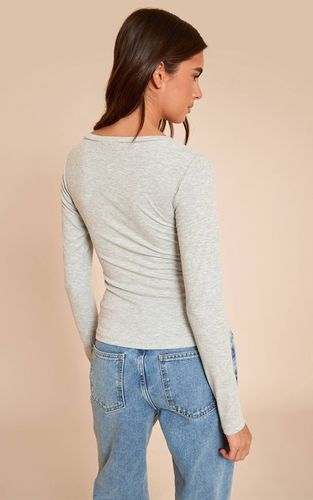 Grey Marl Haut Ajusté À Manches Longues En Maille Côtelée Douce Avec Boutonnage | Taille 32 - PrettyLittleThing - Modalova