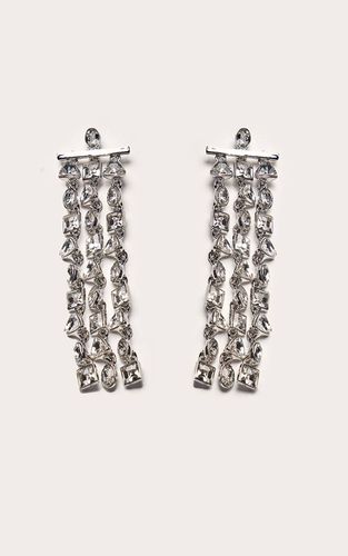 Silver Boucles D'oreilles Cascade De Diamants Fantaisie - PrettyLittleThing - Modalova