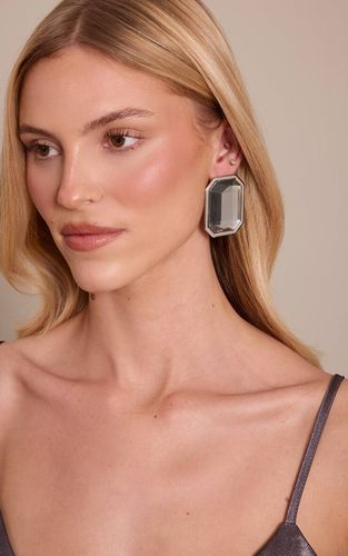 Silver Boucles D'oreilles Synthétiqueces Surdimensionnées À Cristaux - PrettyLittleThing - Modalova