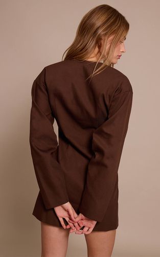 Deep Chocolate Robe Blazer Tissée À Manches Ballon | Taille 32 - PrettyLittleThing - Modalova