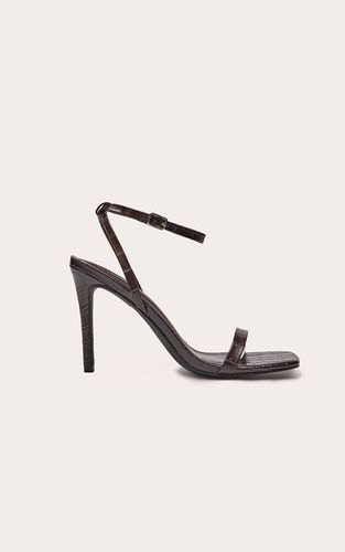 Chocolate Plum Sandales À Talons Hauts En Synthétique Effet Croco Avec Bride Minimaliste Et Bout Carré | Taille 38 - PrettyLittleThing - Modalova