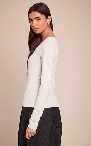 Grey Marl Haut À Manches Longues En Coton Doux Avec Encolure Arrondie | Taille 36 - PrettyLittleThing - Modalova