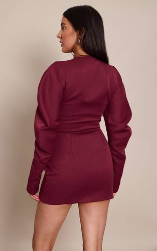 Dark Plum Robe Blazer Boutonnée À Manches Cocon En Tissage Prune Profond | Taille 42 - PrettyLittleThing - Modalova