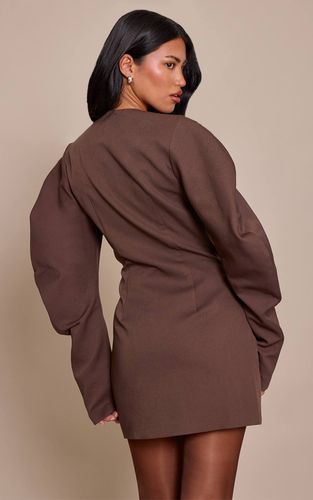 Deep Chocolate Robe Blazer Boutonnée À Manches Cocon En Tissage Prune Profond | Taille 42 - PrettyLittleThing - Modalova