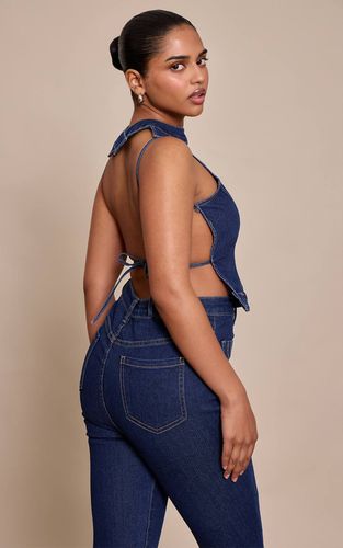 Top Dos Nu En Denim Petite | Taille 42 - PrettyLittleThing - Modalova
