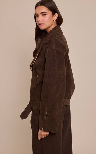 Dark Chocolate Veste De Motard Oversize En Synthétique | Taille 42 - PrettyLittleThing - Modalova