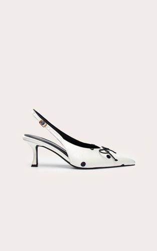 Black Polkadot Escarpin Slingback À Talon Chaton Avec Nœud À Pois | Taille 38 - PrettyLittleThing - Modalova