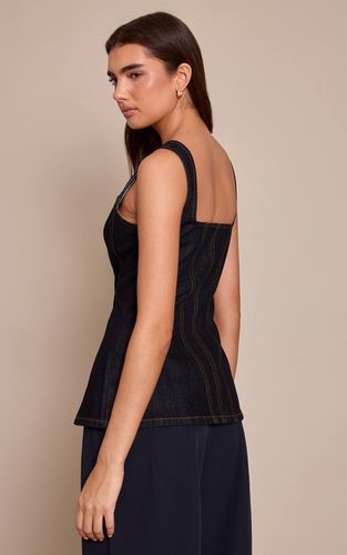 Corset En Denim À Fermeture Éclair Avec Détails De Coutures | Taille 32 - PrettyLittleThing - Modalova