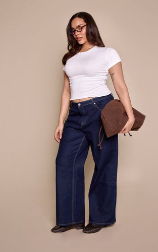 Jean Droit Taille Haute Stretch Bleu Moyen Grande Taille | Taille 54 - PrettyLittleThing - Modalova