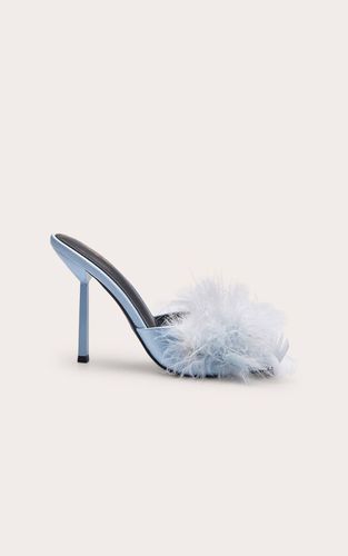 Baby Blue Mule À Talon Avec Plumes | Taille 38 - PrettyLittleThing - Modalova