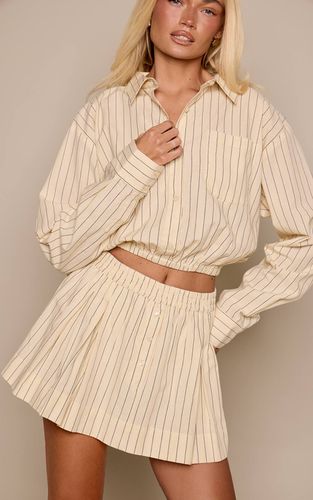 Yellow Ensemble Coordonné Jupe-short Rayée À Taille Élastiquée | Taille 34 - PrettyLittleThing - Modalova