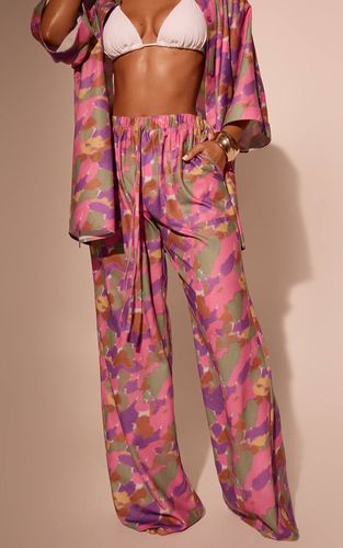 Purple Pantalon De Plage À Cordon Effet Lin | Taille XS - PrettyLittleThing - Modalova