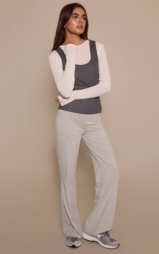Grey Marl Pantalon Évasé En Coton Doux | Taille 42 - PrettyLittleThing - Modalova