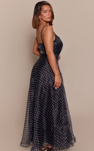 Black Polkadot Robe Longue En Organza Shape À Pois | Taille 36 - PrettyLittleThing - Modalova