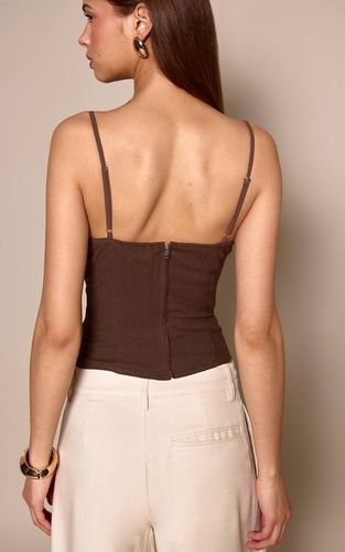 Dark Chocolate Corset Tissé À Détail Superposé Sur Le Buste | Taille 42 - PrettyLittleThing - Modalova