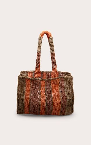 Sac De Plage En Crochet À Rayures Rouille Et - PrettyLittleThing - Modalova