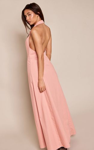 Baby Pink Robe Longue Fleurie À Col Avec Boutonnière | Taille 34 - PrettyLittleThing - Modalova