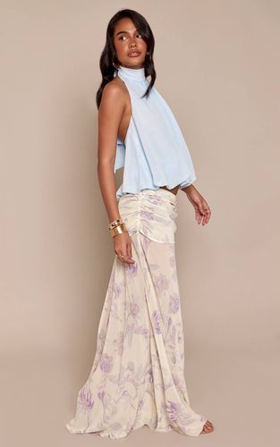 Purple Jupe Longue En Mousseline Drapée À Imprimé Cachemire | Taille 36 - PrettyLittleThing - Modalova
