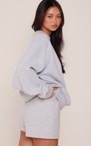Grey Marl Sweat-shirt Oversize En Interlock À Manches Ballon | Taille XS - PrettyLittleThing - Modalova