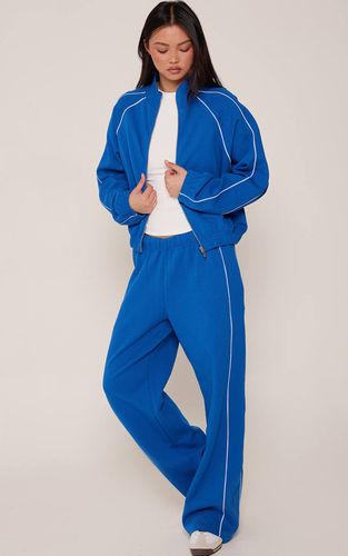Cobalt Jogging Interlock À Jambes Larges Avec Passepoil Contrasté | Taille XS - PrettyLittleThing - Modalova