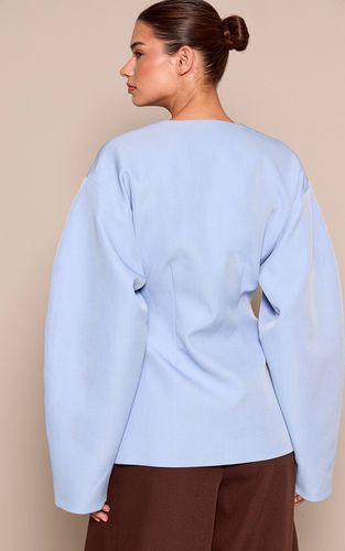Pale Blue Blazer À Taille Cintrée Manches Cocon Avec Poches | Taille 42 - PrettyLittleThing - Modalova