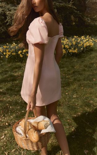 Baby Pink Robe Mini Trapèze En Coton Avec Détail Nœud | Taille 42 - PrettyLittleThing - Modalova